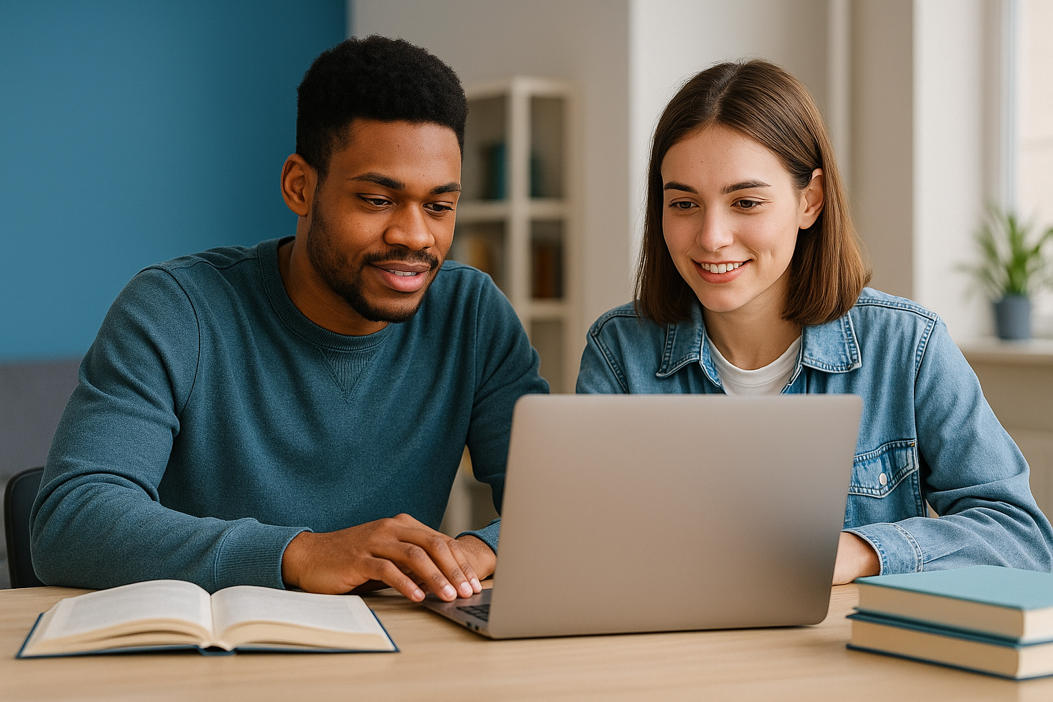 Two tech students collaborating